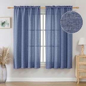 OVZME Natural Linen Curtains 63 Inch Length 2 Panels, Faux Linen Textured Semi Light Filtering Drapes, Soft Airy Farmhouse Slub Window Curtains for Living Room Bedroom, Each 40x63 Inches