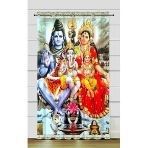 Curtains for Pooja Room | Window Curtain Premium Polyester Roatry Printed God (Multi, Curtains) (Shiv Parivar, 5 Feet)