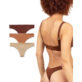 Women’s Low Rise Organic Cotton Thong 3 Pack,Breathable Tag Free,Comfortable Everyday Thong, No Show Knickey Underwear