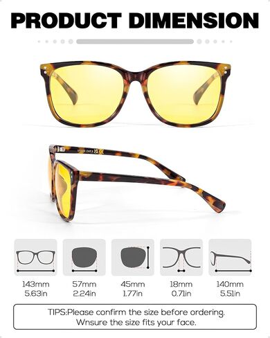 Anti Glare Night Vision Driving Glasses for Womens Polarized Yellow Nighttime Glasses IF22526 in Kuwait