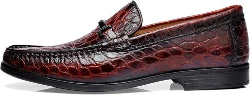 Leather Dress Shoes for Men, Classic Crocodile Printed Leather Slip-on Bit Loafer Shoes for Men in Kuwait