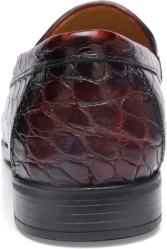 Leather Dress Shoes for Men, Classic Crocodile Printed Leather Slip-on Bit Loafer Shoes for Men in Kuwait