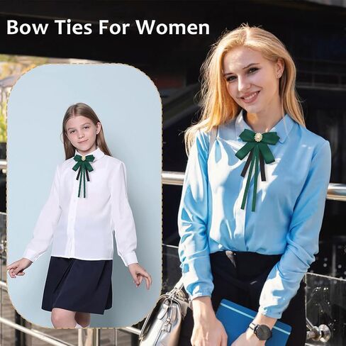 Womens Bow Ties, Clip on Bow Ties Pre Tied Bowtie for Women Girls Ribbon Rhinestone Bow Tie for Shirt Uniform Wedding in Kuwait