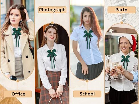 Womens Bow Ties, Clip on Bow Ties Pre Tied Bowtie for Women Girls Ribbon Rhinestone Bow Tie for Shirt Uniform Wedding in Kuwait