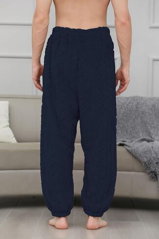 Cromoncent Mens Fleece Pajamas Fuzzy PJ Pants with Pockets Sleepwear in Saudi Arabia