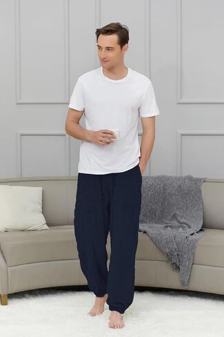 Cromoncent Mens Fleece Pajamas Fuzzy PJ Pants with Pockets Sleepwear in Saudi Arabia