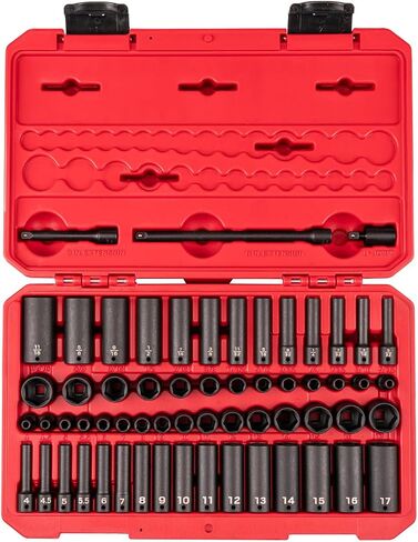 TEKTON 1/4 Inch Drive 6-Point Impact Socket Set with Case, 61-Piece (5/32-11/16 in., 4-17 mm) | SID90403 in Saudi Arabia
