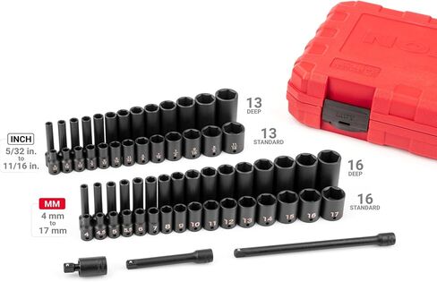 TEKTON 1/4 Inch Drive 6-Point Impact Socket Set with Case, 61-Piece (5/32-11/16 in., 4-17 mm) | SID90403 in Saudi Arabia