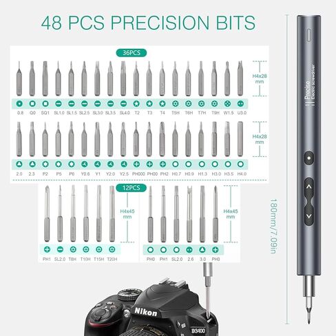 مفك براغي كهربائي صغير من أوريا، مجموعة مفك براغي لاسلكي دقيق 51 في 1 مع 48 بت، مفك براغي كهربائي صغير مع شحن USB، ضوء LED، أداة إصلاح يدوية للهواتف الذكية، الألعاب، الكمبيوتر الشخصي in Kuwait