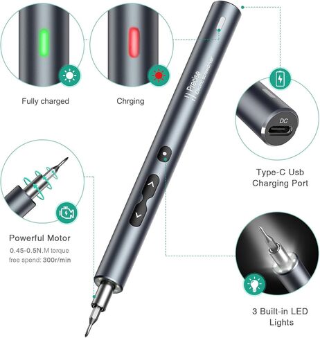 مفك براغي كهربائي صغير من أوريا، مجموعة مفك براغي لاسلكي دقيق 51 في 1 مع 48 بت، مفك براغي كهربائي صغير مع شحن USB، ضوء LED، أداة إصلاح يدوية للهواتف الذكية، الألعاب، الكمبيوتر الشخصي in Kuwait