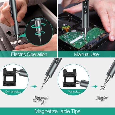 مفك براغي كهربائي صغير من أوريا، مجموعة مفك براغي لاسلكي دقيق 51 في 1 مع 48 بت، مفك براغي كهربائي صغير مع شحن USB، ضوء LED، أداة إصلاح يدوية للهواتف الذكية، الألعاب، الكمبيوتر الشخصي in Kuwait