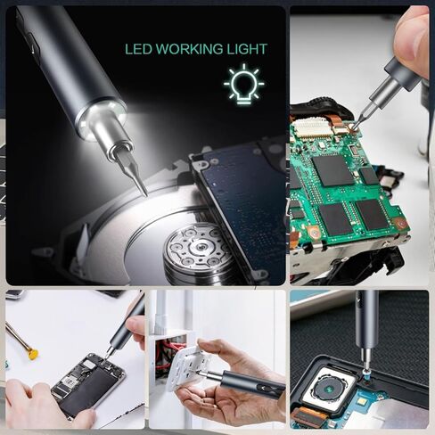 مفك براغي كهربائي صغير من أوريا، مجموعة مفك براغي لاسلكي دقيق 51 في 1 مع 48 بت، مفك براغي كهربائي صغير مع شحن USB، ضوء LED، أداة إصلاح يدوية للهواتف الذكية، الألعاب، الكمبيوتر الشخصي in Kuwait