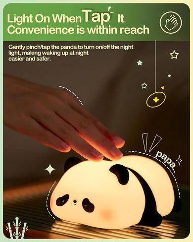 ATSUI Cute Panda Night Light, LED Squishy Novelty Animal Night Lamp, Food Grade Silicone, 3 Level Dimmable Rechargeable Nursery Nightlight for Breastfeeding Toddler Baby Kids, Cute Gifts for Kids in Saudi Arabia