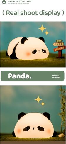 ATSUI Cute Panda Night Light, LED Squishy Novelty Animal Night Lamp, Food Grade Silicone, 3 Level Dimmable Rechargeable Nursery Nightlight for Breastfeeding Toddler Baby Kids, Cute Gifts for Kids in Saudi Arabia