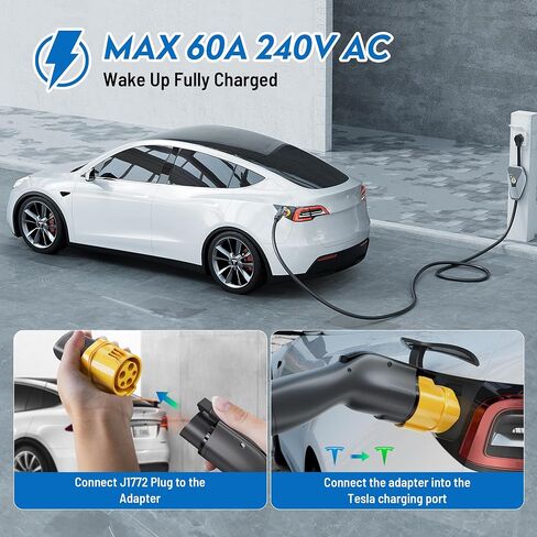 J1772 Charging Adapter for Tesla Model 3/Y/X/S [Safety Certified] 80 Amp 240V AC Fast Charging, J1772 to Tesla Adapter for SAE J1772 Type 1 Charger (SAE J1772 EV Adapter for Tesla cars ONLY) in Saudi Arabia