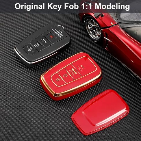 OLLEN TPU Key Fob Cover with Bling Ring, Fit for Toyota, Full Protection Soft TPU Key Case, 4 Button, with Ring, White in Kuwait