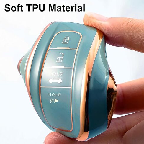 OLLEN TPU Key Fob Cover with Bling Ring, Fit for Toyota, Full Protection Soft TPU Key Case, 4 Button, with Ring, White in Kuwait
