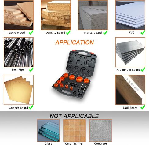 Hole Saw Kit for Metal and Wood Plastic Project, Hole Saw Set with Case, 7/8 in to 2-1/2 in, Bi-Metal Hole Cutter with Flat and Smooth Cutting Drilling Edge, Fast Chip Removal in Saudi Arabia