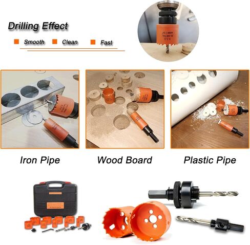 Hole Saw Kit for Metal and Wood Plastic Project, Hole Saw Set with Case, 7/8 in to 2-1/2 in, Bi-Metal Hole Cutter with Flat and Smooth Cutting Drilling Edge, Fast Chip Removal in Saudi Arabia