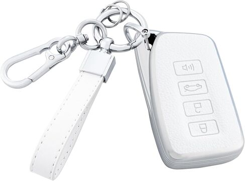 White Key Fob Cover with Leather Keychain for Lexus ES300h 350 GS350 450h IS200t 300 350 in Saudi Arabia