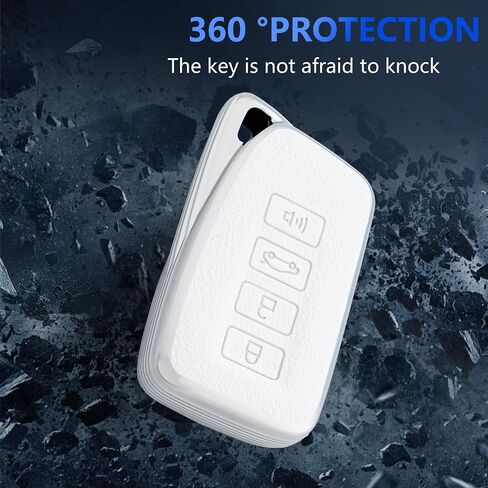 White Key Fob Cover with Leather Keychain for Lexus ES300h 350 GS350 450h IS200t 300 350 in Saudi Arabia
