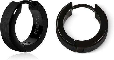 TGNEL Brushed Pure Titanium Earrings Hoops for Mens Women| Small Simple Plain Hoop Earring Nickel Free for Sensitive Ears in Saudi Arabia