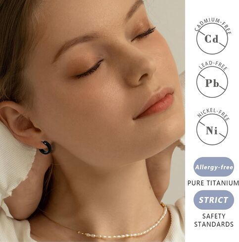 TGNEL Brushed Pure Titanium Earrings Hoops for Mens Women| Small Simple Plain Hoop Earring Nickel Free for Sensitive Ears in Saudi Arabia