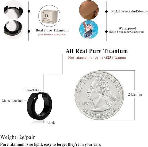 TGNEL Brushed Pure Titanium Earrings Hoops for Mens Women| Small Simple Plain Hoop Earring Nickel Free for Sensitive Ears in Saudi Arabia