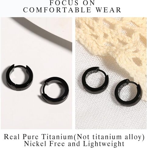 TGNEL Brushed Pure Titanium Earrings Hoops for Mens Women| Small Simple Plain Hoop Earring Nickel Free for Sensitive Ears in Saudi Arabia