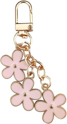 Flower Charm Keychain for Women - Cute Floral Key Ring for Wallets, School Bags, Backpacks & Satchels in Saudi Arabia