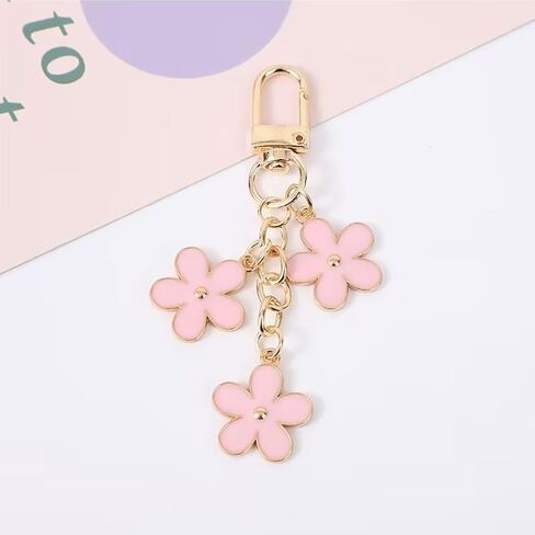 Flower Charm Keychain for Women - Cute Floral Key Ring for Wallets, School Bags, Backpacks & Satchels in Saudi Arabia