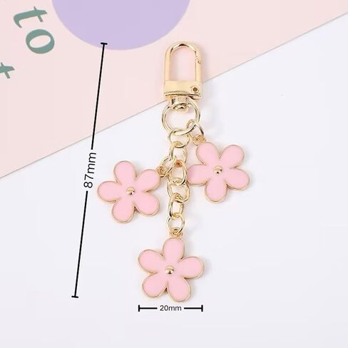 Flower Charm Keychain for Women - Cute Floral Key Ring for Wallets, School Bags, Backpacks & Satchels in Saudi Arabia