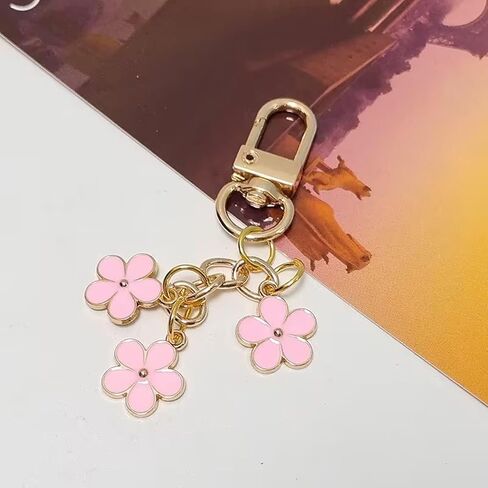 Flower Charm Keychain for Women - Cute Floral Key Ring for Wallets, School Bags, Backpacks & Satchels in Saudi Arabia