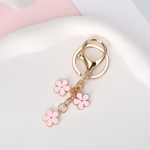 Flower Charm Keychain for Women - Cute Floral Key Ring for Wallets, School Bags, Backpacks & Satchels in Saudi Arabia