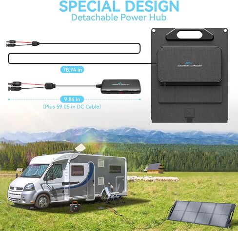 Ecosonique 100W/120W Portable Solar Panel with Adjustable Kickstands,22V MC4/12V DC/QC 3.0 USB-A USB-C(PD 60W)Foldable Solar Panel Charger and Detachable Power Hub,Waterproof Solar Panels for Camping in Saudi Arabia