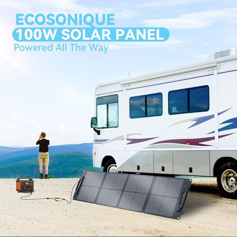 Ecosonique 100W/120W Portable Solar Panel with Adjustable Kickstands,22V MC4/12V DC/QC 3.0 USB-A USB-C(PD 60W)Foldable Solar Panel Charger and Detachable Power Hub,Waterproof Solar Panels for Camping in Saudi Arabia