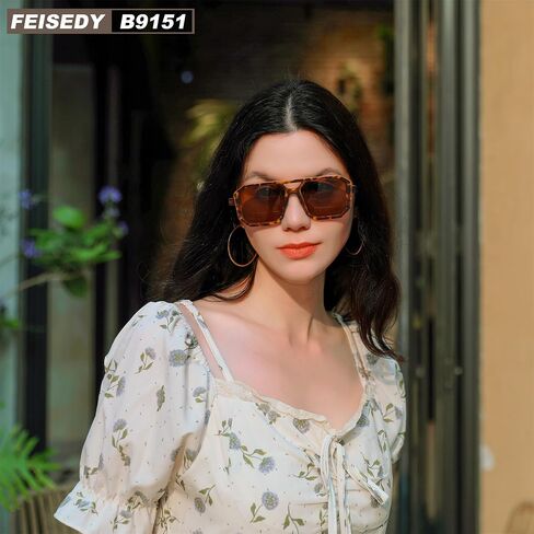 FEISEDY Retro Aviator Sunglasses for Women Men 70s Vintage Square Frames Pilot Sun Glasses B9151 in Saudi Arabia