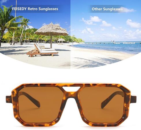 FEISEDY Retro Aviator Sunglasses for Women Men 70s Vintage Square Frames Pilot Sun Glasses B9151 in Saudi Arabia