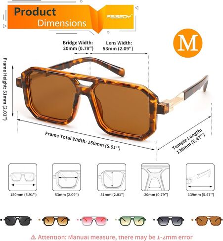 FEISEDY Retro Aviator Sunglasses for Women Men 70s Vintage Square Frames Pilot Sun Glasses B9151 in Saudi Arabia