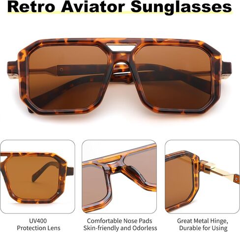 FEISEDY Retro Aviator Sunglasses for Women Men 70s Vintage Square Frames Pilot Sun Glasses B9151 in Saudi Arabia