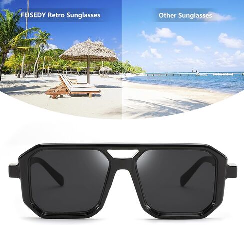 FEISEDY Retro Aviator Sunglasses for Women Men 70s Vintage Square Frames Pilot Sun Glasses B9151 in Saudi Arabia