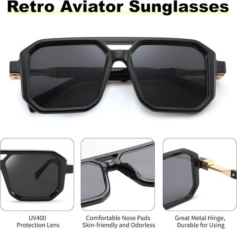 FEISEDY Retro Aviator Sunglasses for Women Men 70s Vintage Square Frames Pilot Sun Glasses B9151 in Saudi Arabia