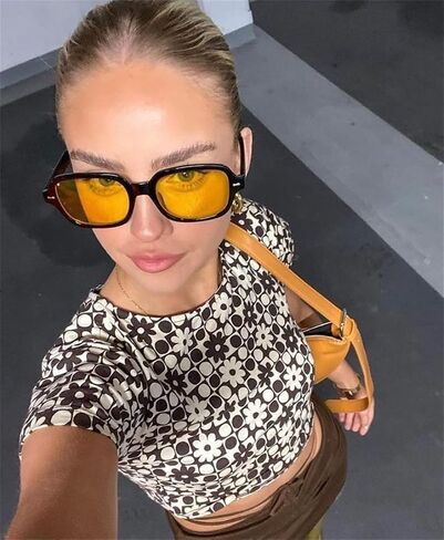 ADE WU Retro Square Sunglasses for Women Y2k Vintage Trendy Cute Square Frame Tinted Sun Glasses in Kuwait