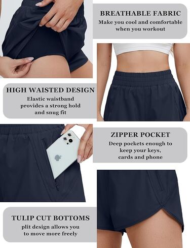 شورت نسائي BMJL عالي الخصر، شورت رياضي للجري، شورت مطاطي سريع الجفاف للتمرين في صالة الألعاب الرياضية in Kuwait