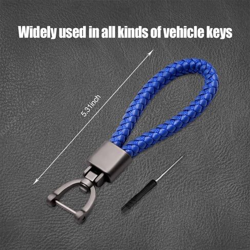 Genuine Leather Car Keychain, Universal Key Fob Holder with 360 Degree Rotatable D-ring and Screwdriver, Car Accessories for Men Women (Brown) in Kuwait