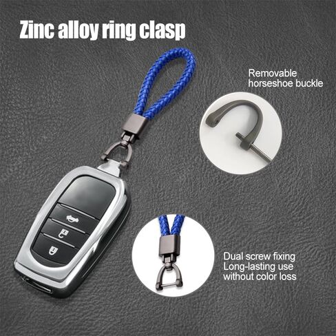 Genuine Leather Car Keychain, Universal Key Fob Holder with 360 Degree Rotatable D-ring and Screwdriver, Car Accessories for Men Women (Brown) in Kuwait