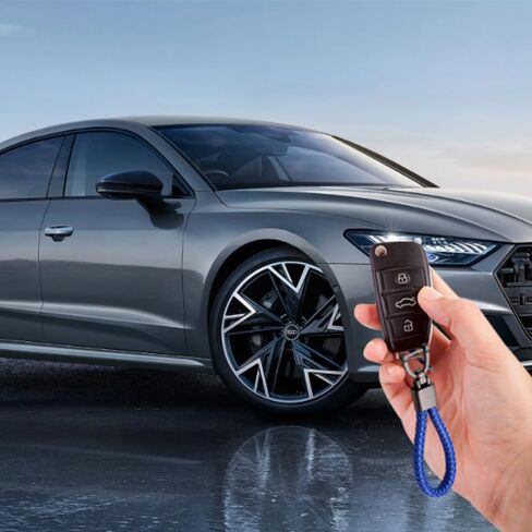 Genuine Leather Car Keychain, Universal Key Fob Holder with 360 Degree Rotatable D-ring and Screwdriver, Car Accessories for Men Women (Brown) in Kuwait