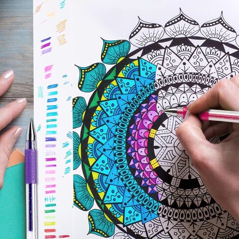 KingArt 400-12 Glitter Rollerball Gel Pens, 12 Sparkling Colors with Soft-Grip Comfort, XL Ink Cartridge - More Ink, Great for All Ages, Writing, Coloring, Doodling, Scrapbooking, Journaling & More in Kuwait