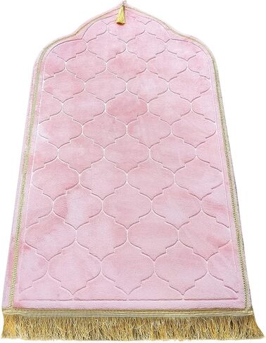 Muslim Prayer Mat, Thick Soft Velvet Muslim Rug, Portable Muslim Prayer Rug, Turkish Prayer Carpet,Janamaz Sajada Carpet for Men and Women Plain Solid Prayer Mat Ramadan Eid Gift.- Pink in Kuwait