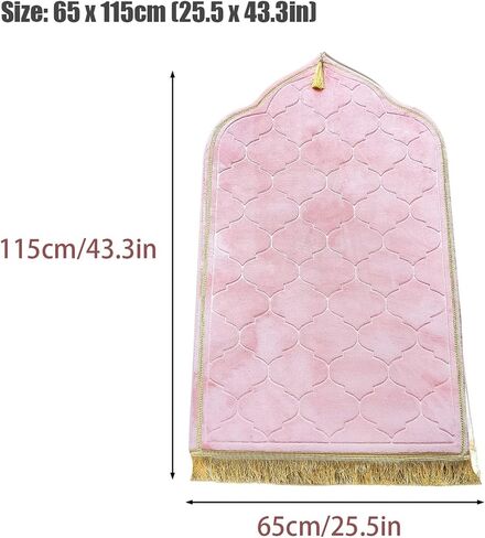 Muslim Prayer Mat, Thick Soft Velvet Muslim Rug, Portable Muslim Prayer Rug, Turkish Prayer Carpet,Janamaz Sajada Carpet for Men and Women Plain Solid Prayer Mat Ramadan Eid Gift.- Pink in Kuwait